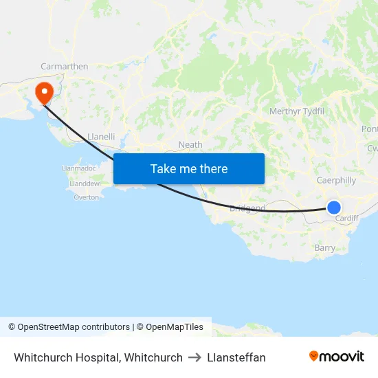 Whitchurch Hospital, Whitchurch to Llansteffan map