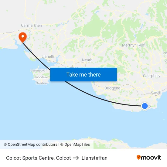 Colcot Sports Centre, Colcot to Llansteffan map