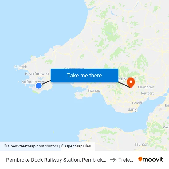 Pembroke Dock Railway Station, Pembroke Dock to Trelewis map