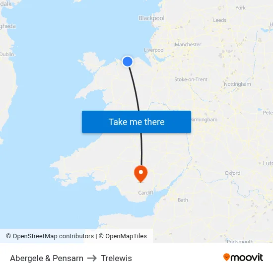 Abergele & Pensarn to Trelewis map