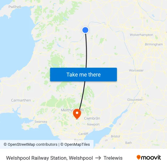 Welshpool Railway Station, Welshpool to Trelewis map