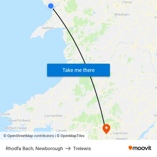 Rhodfa Bach, Newborough to Trelewis map