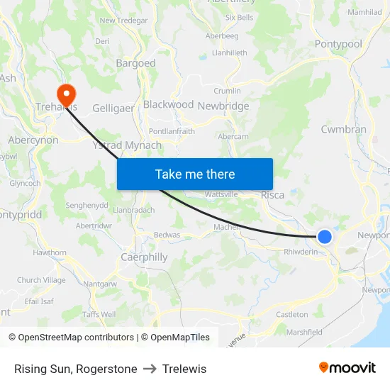 Rising Sun, Rogerstone to Trelewis map