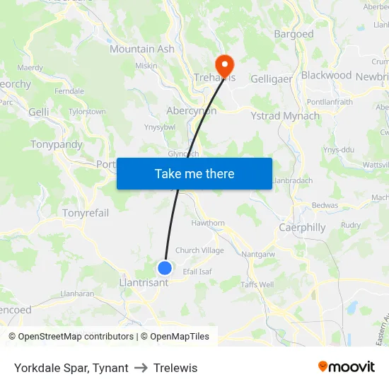 Yorkdale Spar, Tynant to Trelewis map