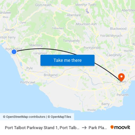 Port Talbot Parkway Stand 1, Port Talbot to Park Place map