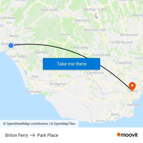 Briton Ferry to Park Place map