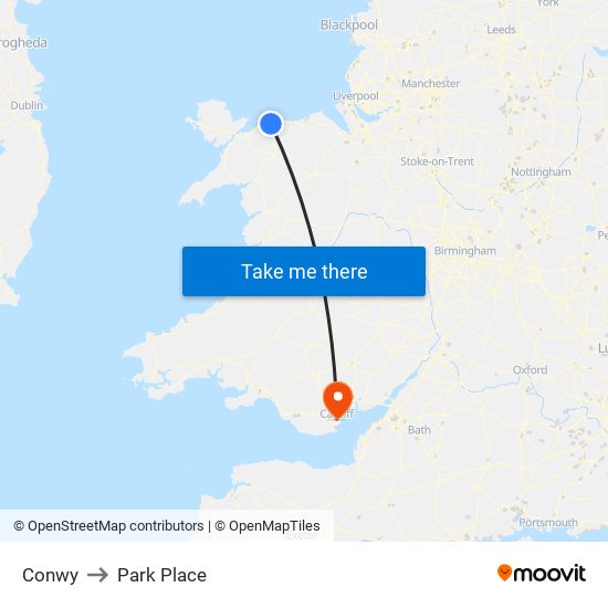 Conwy to Park Place map