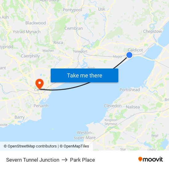 Severn Tunnel Junction to Park Place map