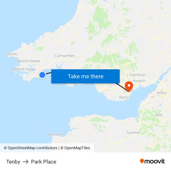 Tenby to Park Place map