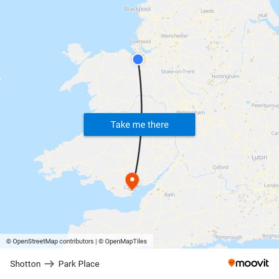 Shotton to Park Place map