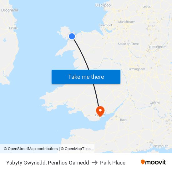 Ysbyty Gwynedd, Penrhos Garnedd to Park Place map