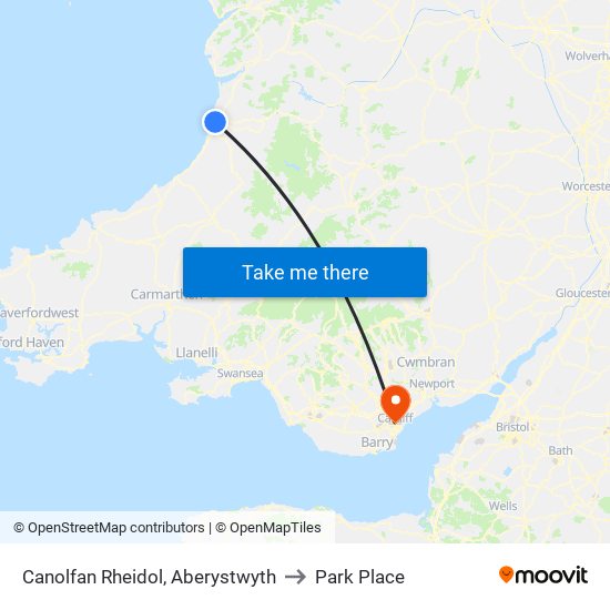 Canolfan Rheidol, Aberystwyth to Park Place map