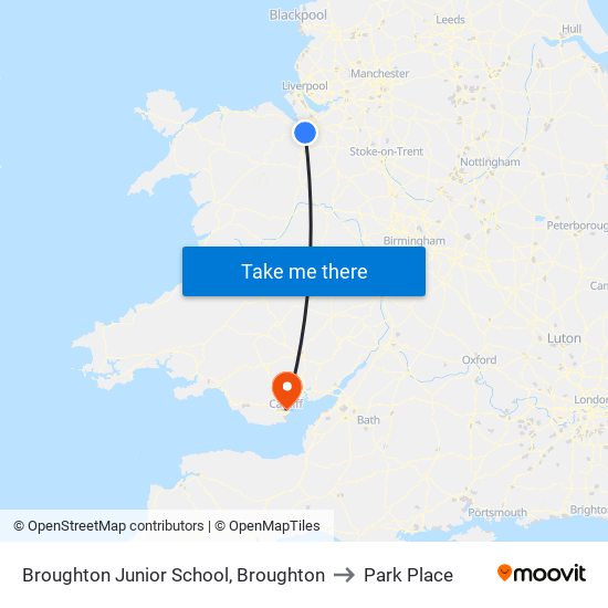 Broughton Junior School, Broughton to Park Place map
