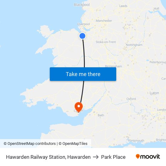 Hawarden Railway Station, Hawarden to Park Place map