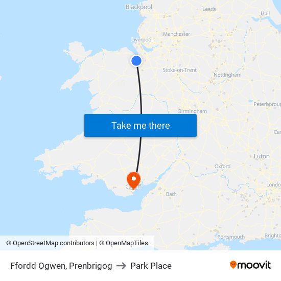 Ffordd Ogwen, Prenbrigog to Park Place map