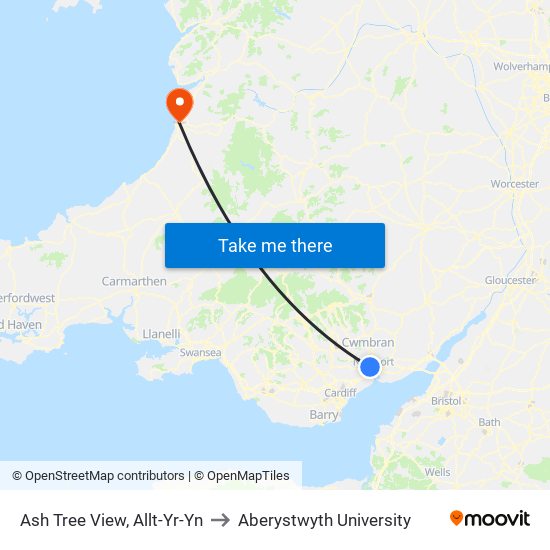Ash Tree View, Allt-Yr-Yn to Aberystwyth University map