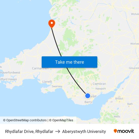 Rhydlafar Drive, Rhydlafar to Aberystwyth University map
