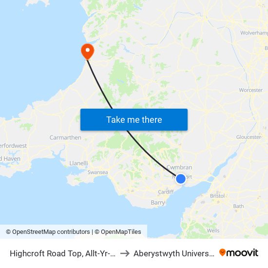 Highcroft Road Top, Allt-Yr-Yn to Aberystwyth University map