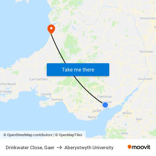 Drinkwater Close, Gaer to Aberystwyth University map