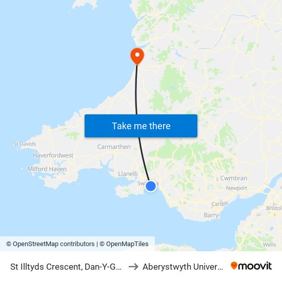 St Illtyds Crescent, Dan-Y-Graig to Aberystwyth University map