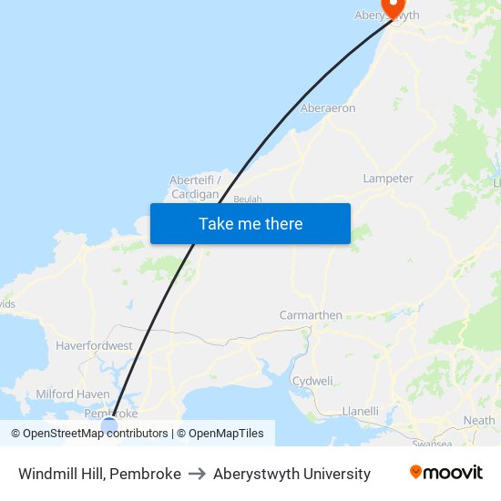 Windmill Hill, Pembroke to Aberystwyth University map