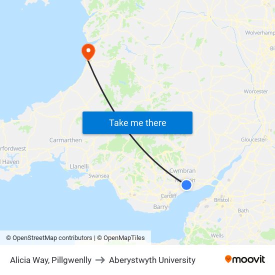 Alicia Way, Pillgwenlly to Aberystwyth University map