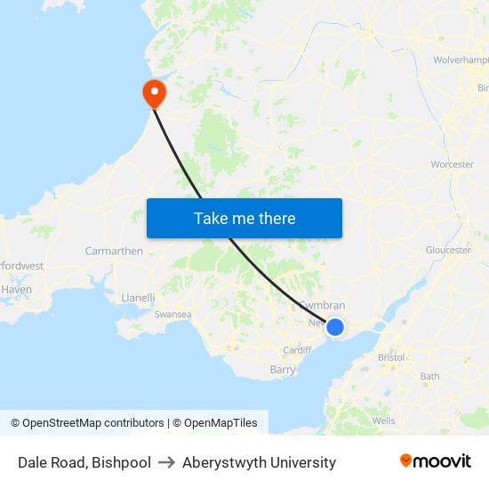 Dale Road, Bishpool to Aberystwyth University map