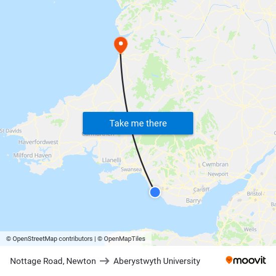 Nottage Road, Newton to Aberystwyth University map