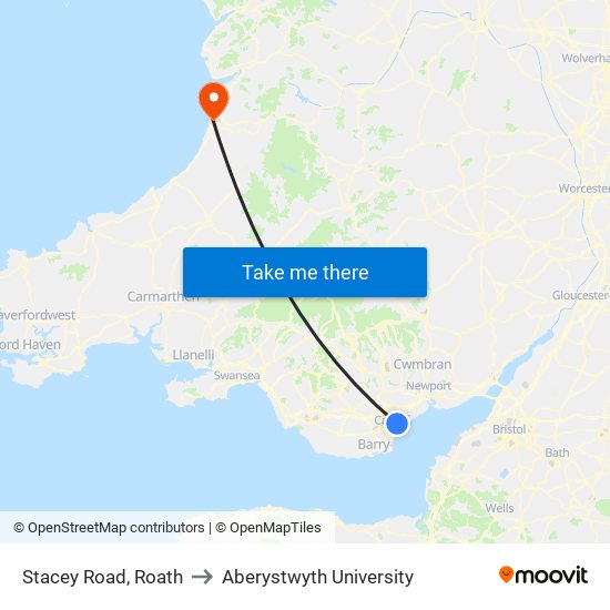 Stacey Road, Roath to Aberystwyth University map