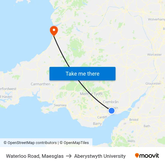 Waterloo Road, Maesglas to Aberystwyth University map