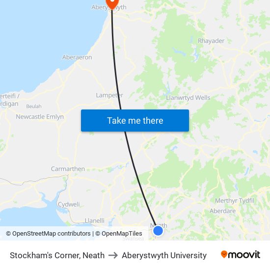 Stockham's Corner, Neath to Aberystwyth University map