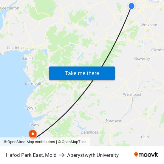 Hafod Park East, Mold to Aberystwyth University map