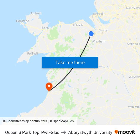 Queen`S Park Top, Pwll-Glas to Aberystwyth University map