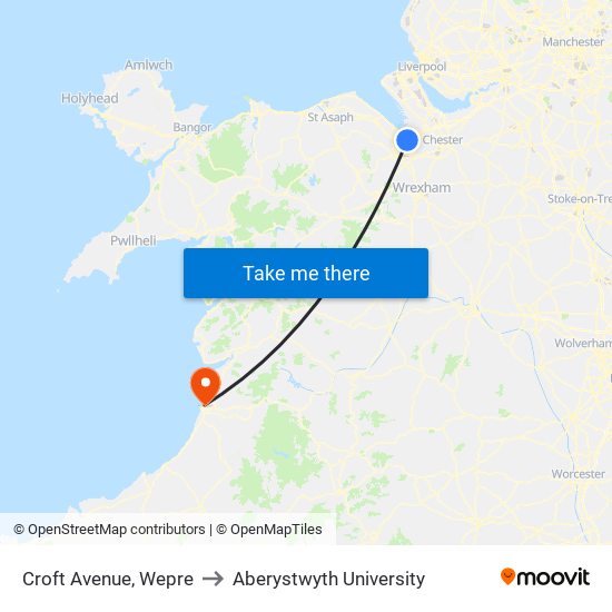 Croft Avenue, Wepre to Aberystwyth University map