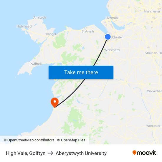High Vale, Golftyn to Aberystwyth University map