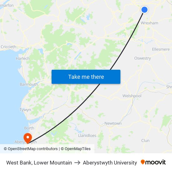 West Bank, Lower Mountain to Aberystwyth University map
