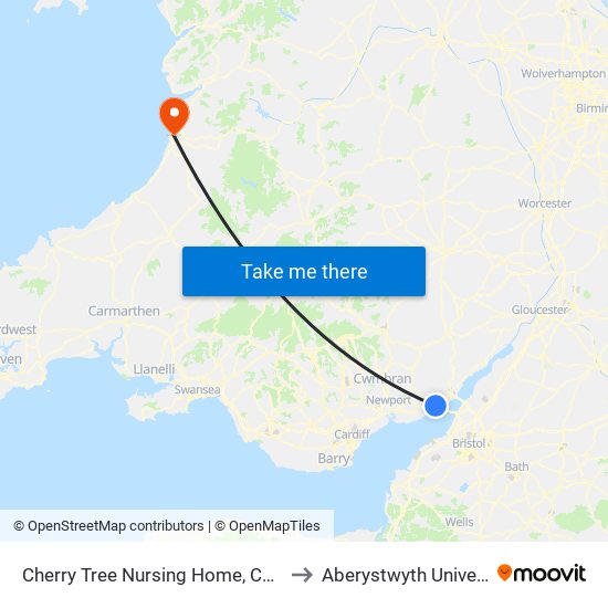 Cherry Tree Nursing Home, Caldicot to Aberystwyth University map