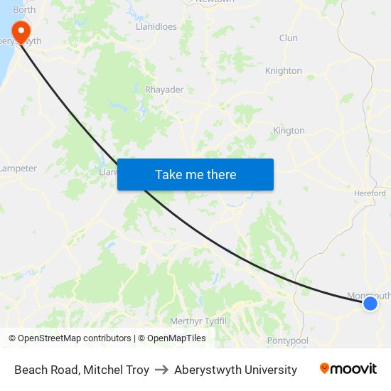 Beach Road, Mitchel Troy to Aberystwyth University map