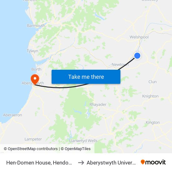 Hen-Domen House, Hendomen to Aberystwyth University map