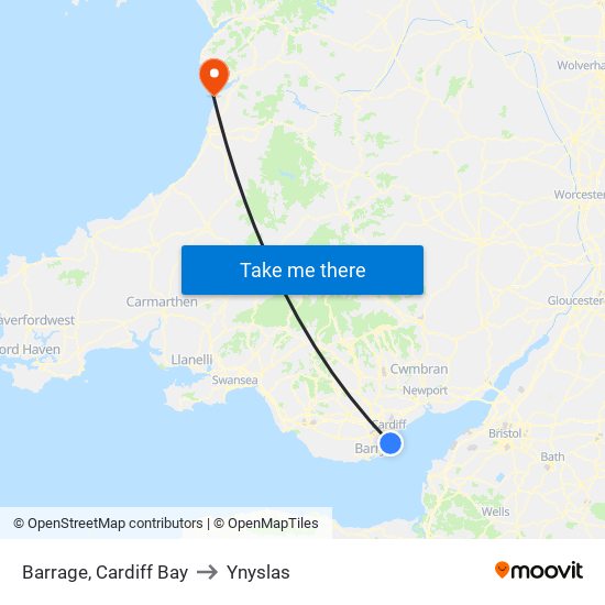 Barrage, Cardiff Bay to Ynyslas map