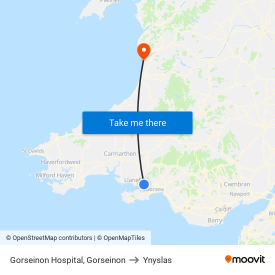 Gorseinon Hospital, Gorseinon to Ynyslas map