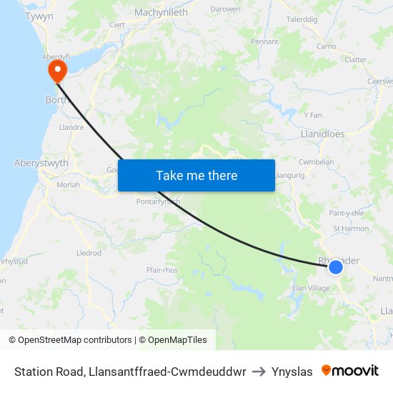 Station Road, Llansantffraed-Cwmdeuddwr to Ynyslas map