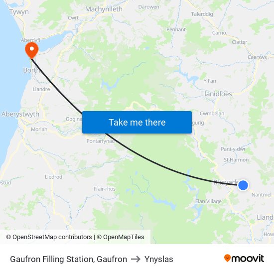 Gaufron Filling Station, Gaufron to Ynyslas map