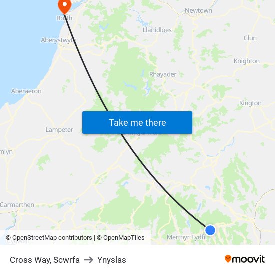 Cross Way, Scwrfa to Ynyslas map