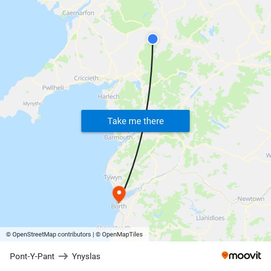 Pont-Y-Pant to Ynyslas map