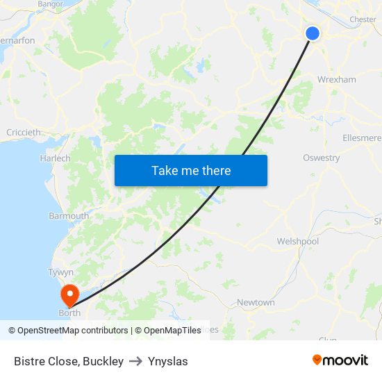 Bistre Close, Buckley to Ynyslas map