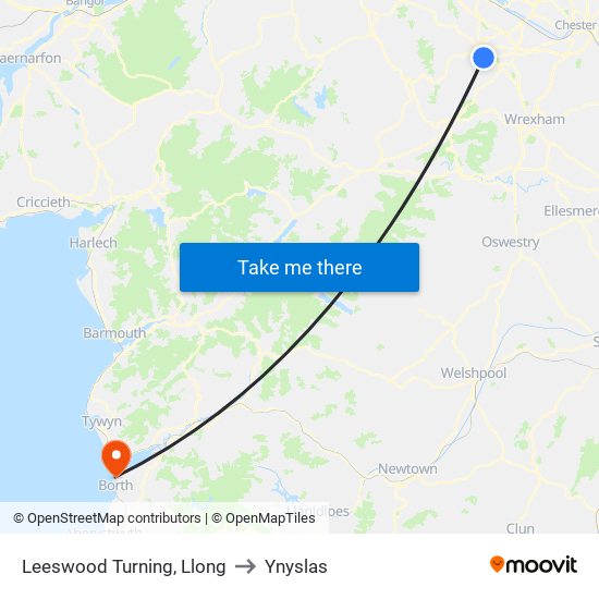 Leeswood Turning, Llong to Ynyslas map