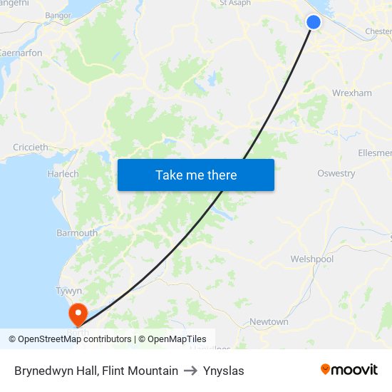Brynedwyn Hall, Flint Mountain to Ynyslas map