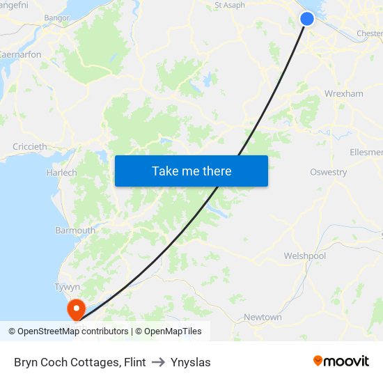 Bryn Coch Cottages, Flint to Ynyslas map