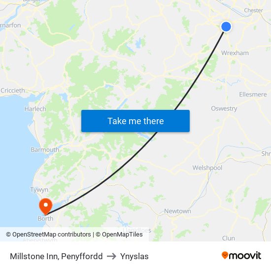 Millstone Inn, Penyffordd to Ynyslas map